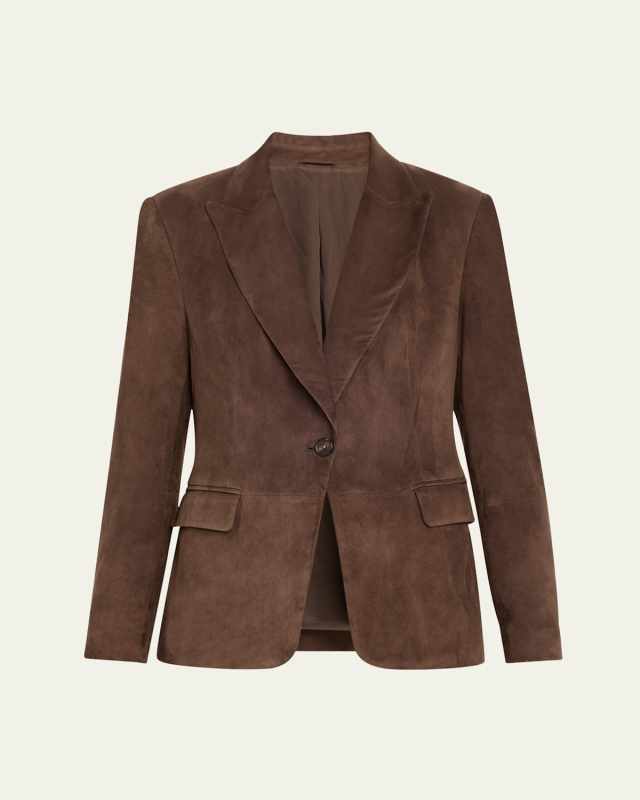 Suede Single-Breasted Blazer Jacket